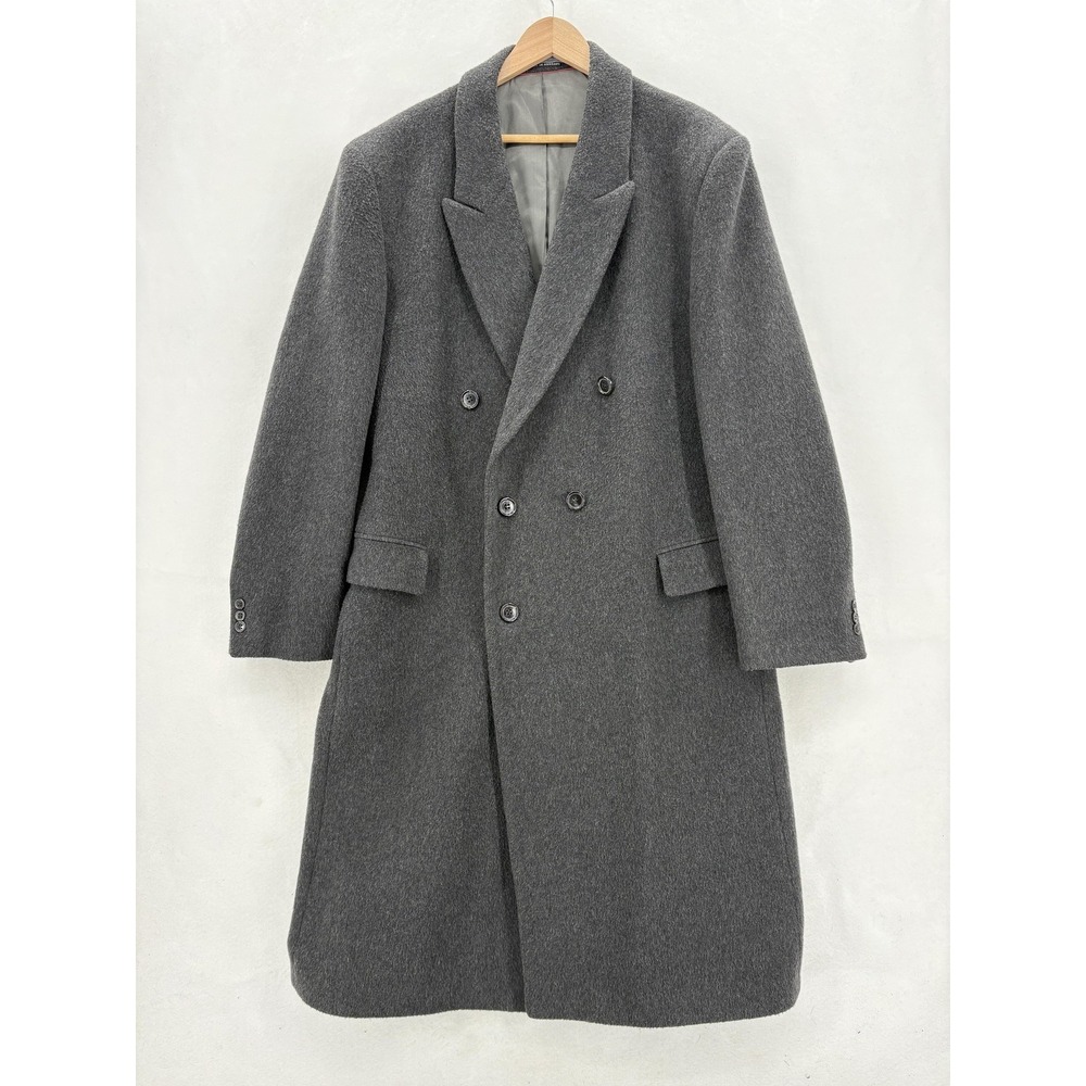 Vintage Teller Cashmere Coat Mens 46 Gray Double Breasted Long Overcoat Hungary